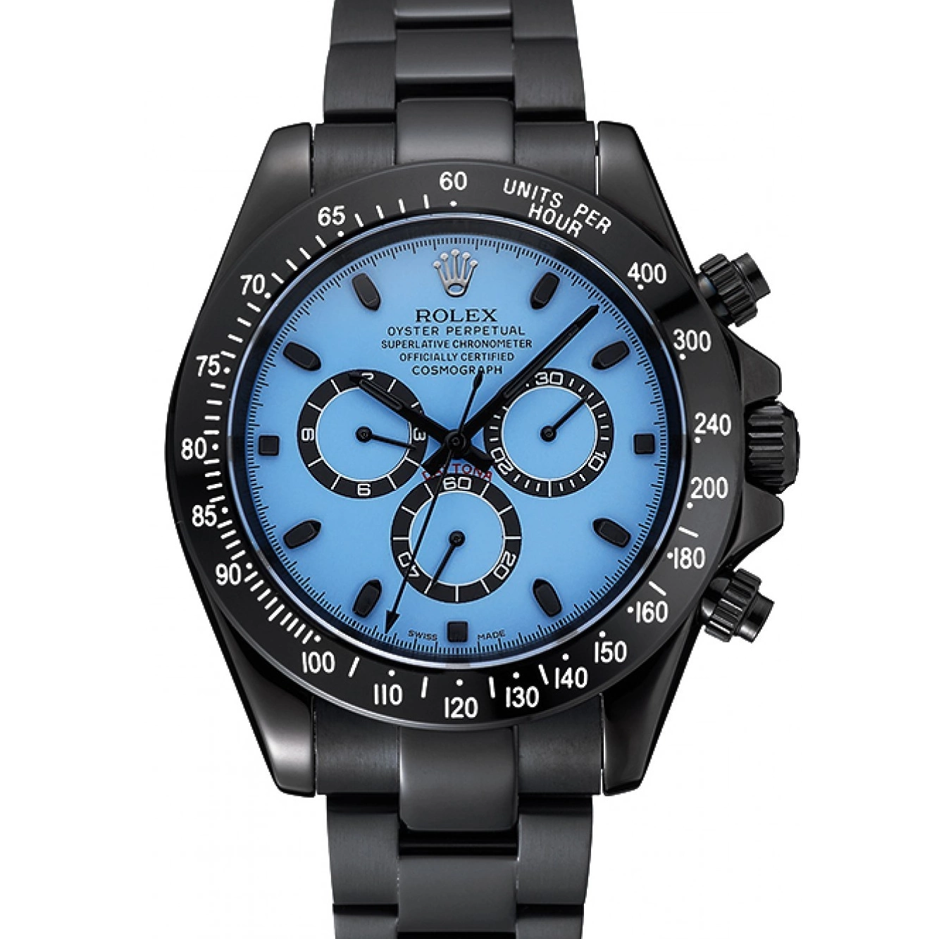 And 1454250 And Daytona Cosmograph Dial Black Bracelet Stainless Blue Rolex Steel Black Case 0621